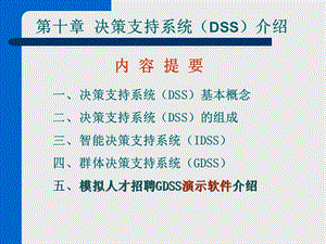 第10章决策支持系统(DSS)介绍解析课件.ppt