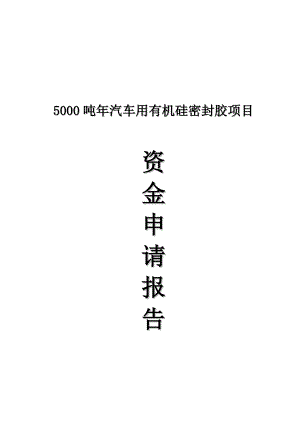 产5000吨汽车用有机硅密封胶项目资金申请报告.doc