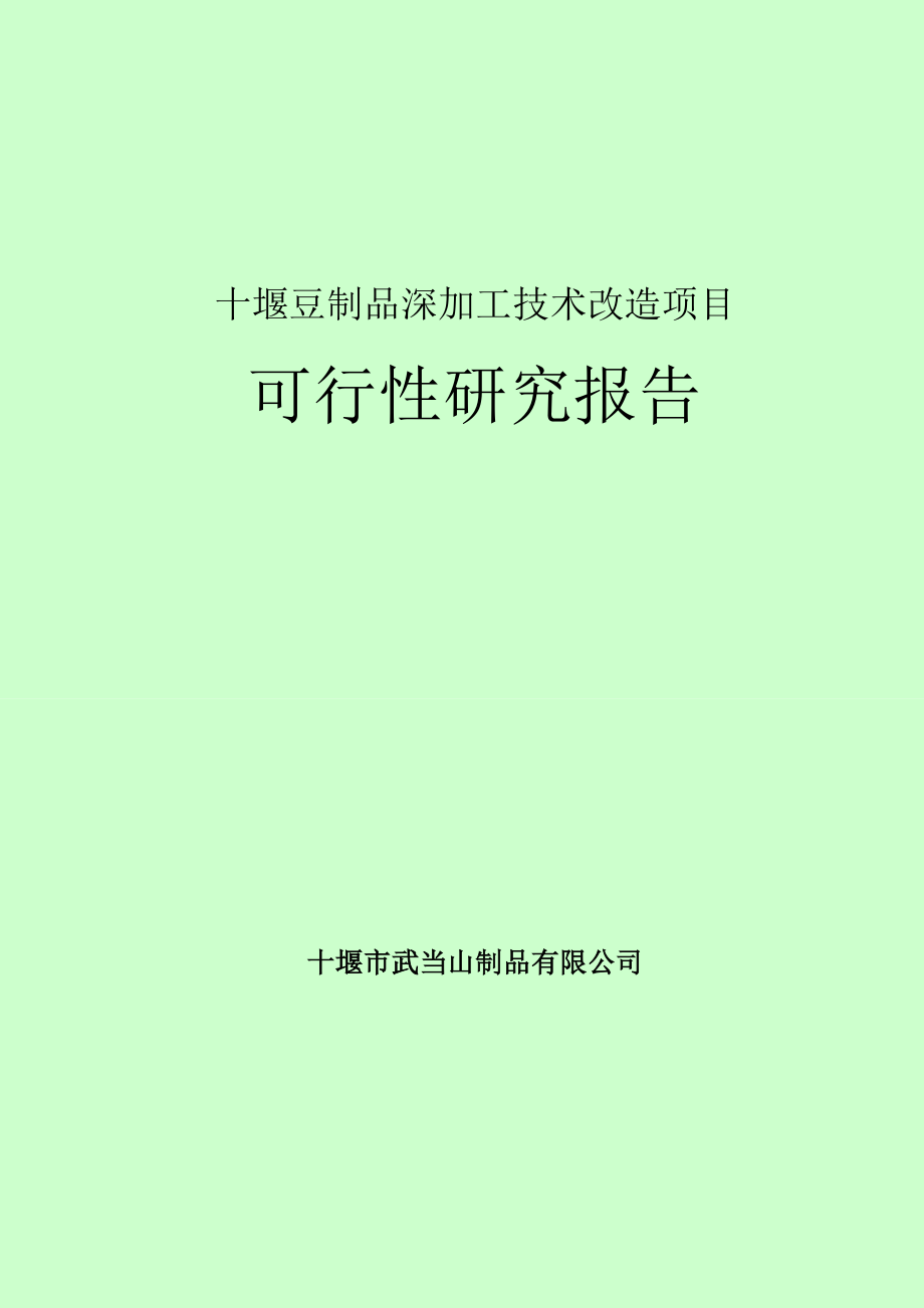 十堰豆制品深加工技术改造项目可行性研究报告.doc_第1页