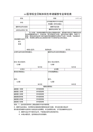 xx医学院全日制本科生申请辅修专业审批表.docx