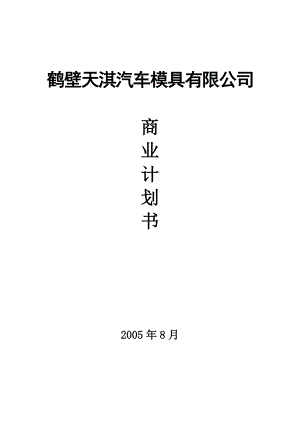 鹤壁天淇汽车模具有限公司商业计划书.doc