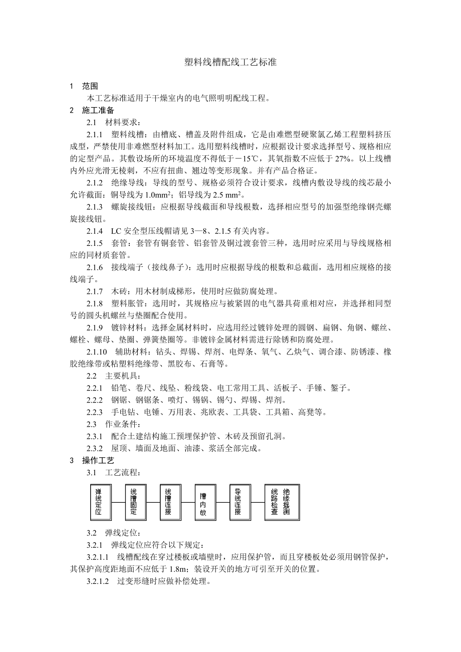 塑料线槽配线工艺标准.doc_第1页