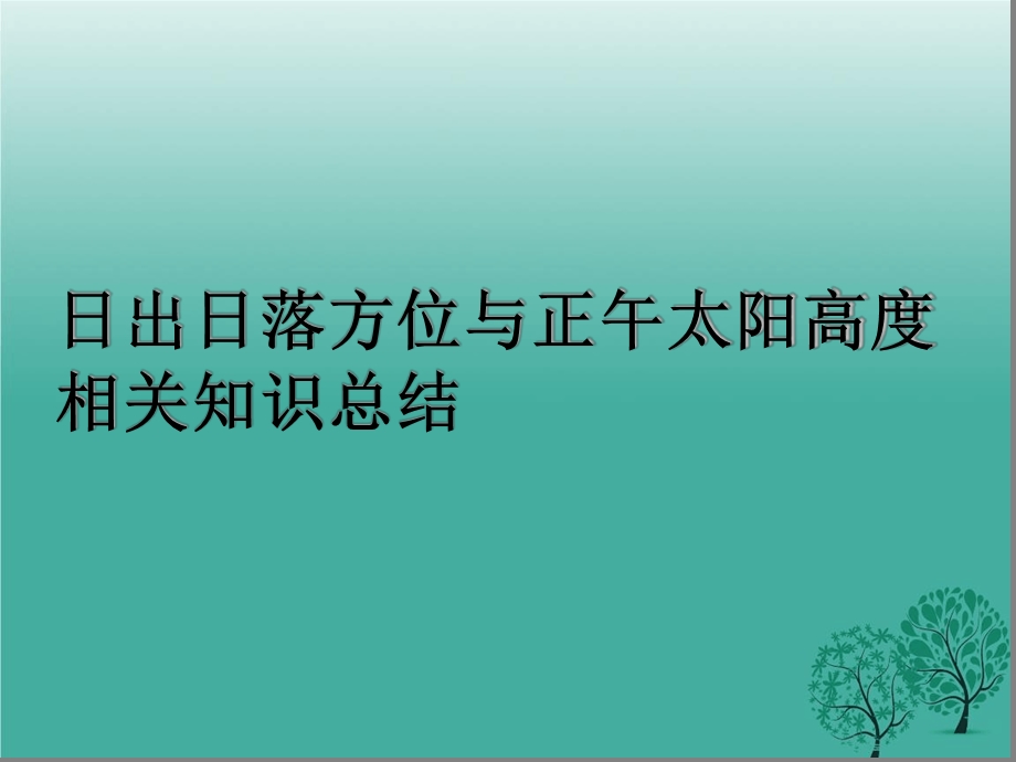 不同纬度日出日落方位知识总结课件.ppt_第1页