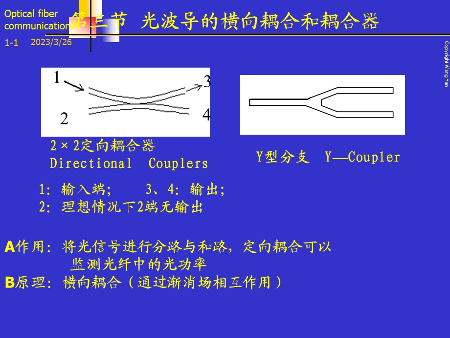 光纤通信-第三节-光波导的横向耦合和耦合器解析课件.ppt_第1页