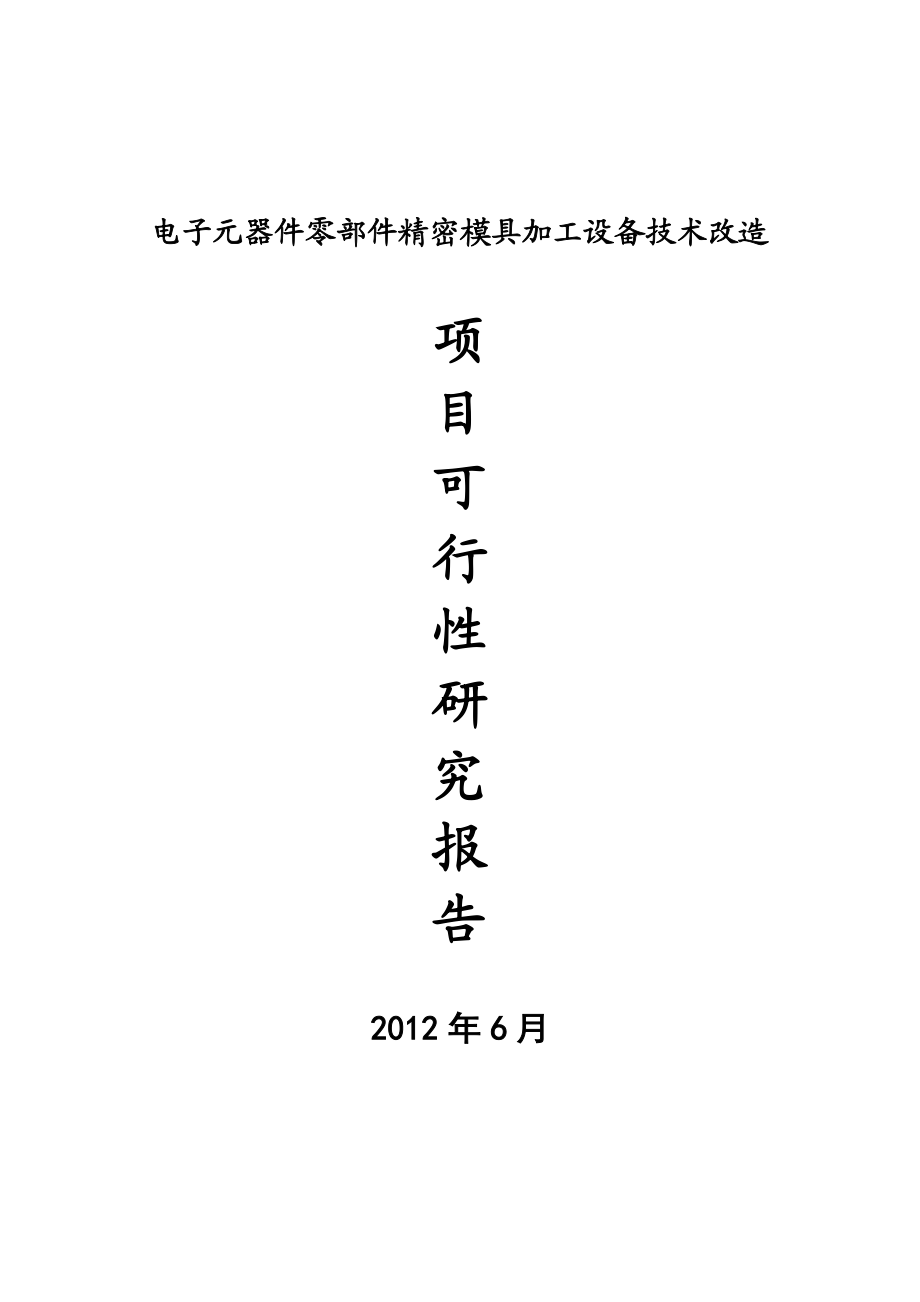 电子元器件零部件精密模具加工设备技术改造项目可行性研究报告.doc_第1页