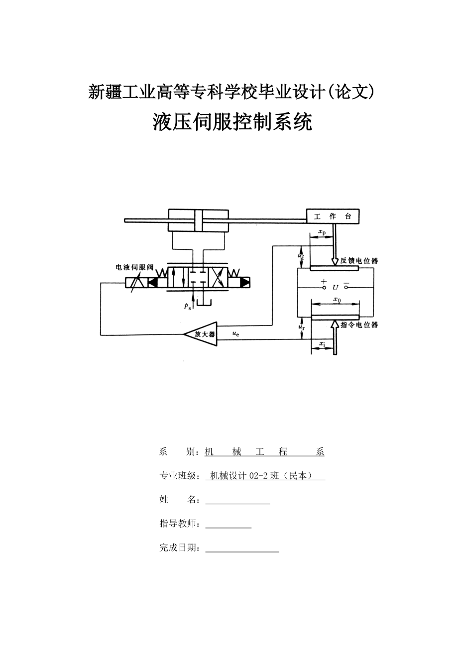 液压伺服控制系统毕业设计.doc_第1页