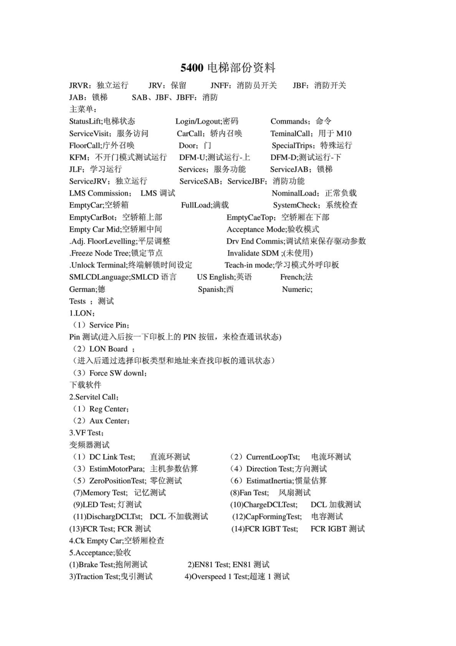 [新版]迅达5400部分调试资料说明.doc_第2页