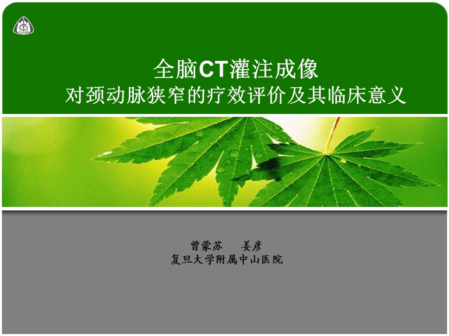 全脑ct灌注成像对颈动脉狭窄的疗效评价及其临床意义课件.ppt_第1页