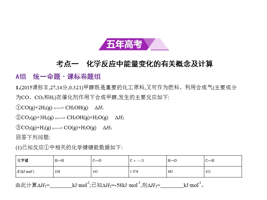 人教版高三化学选修四第一章化学反应与能量专题 ppt课件.ppt_第1页