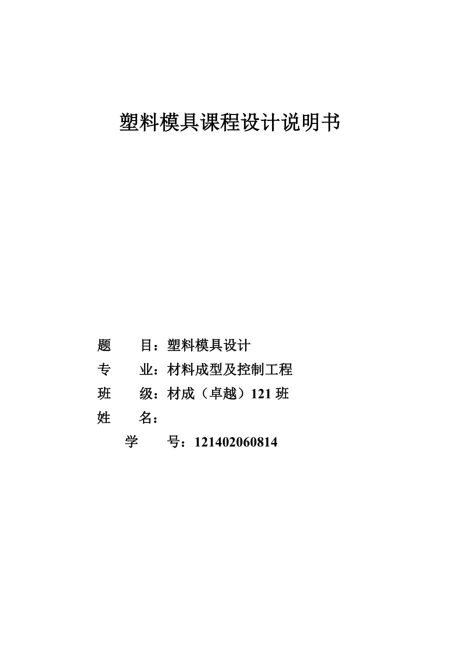 塑料模具课程设计说明书.doc_第1页