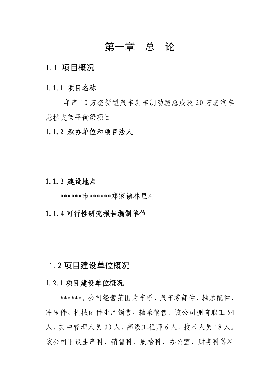 产10万套新型汽车刹车制动器总成及20万套汽车悬挂支架平衡梁项目可研报告.doc_第3页