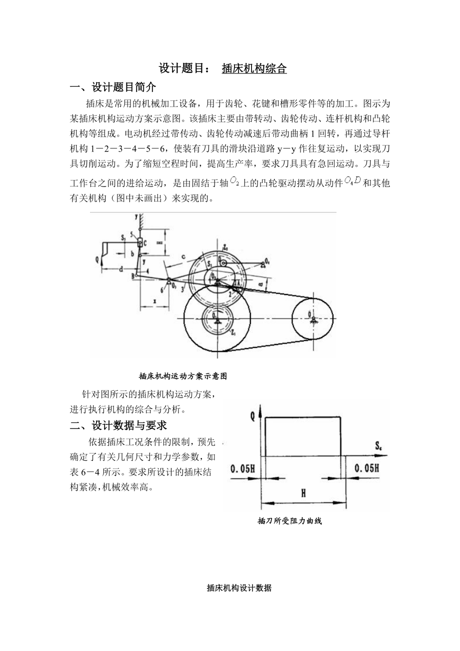 机械原理课程设计插床机构综合设计说明书.doc_第3页