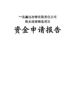 鑫达冶铸有限责任公司铁水连续铸造项目资金申请报告00.doc