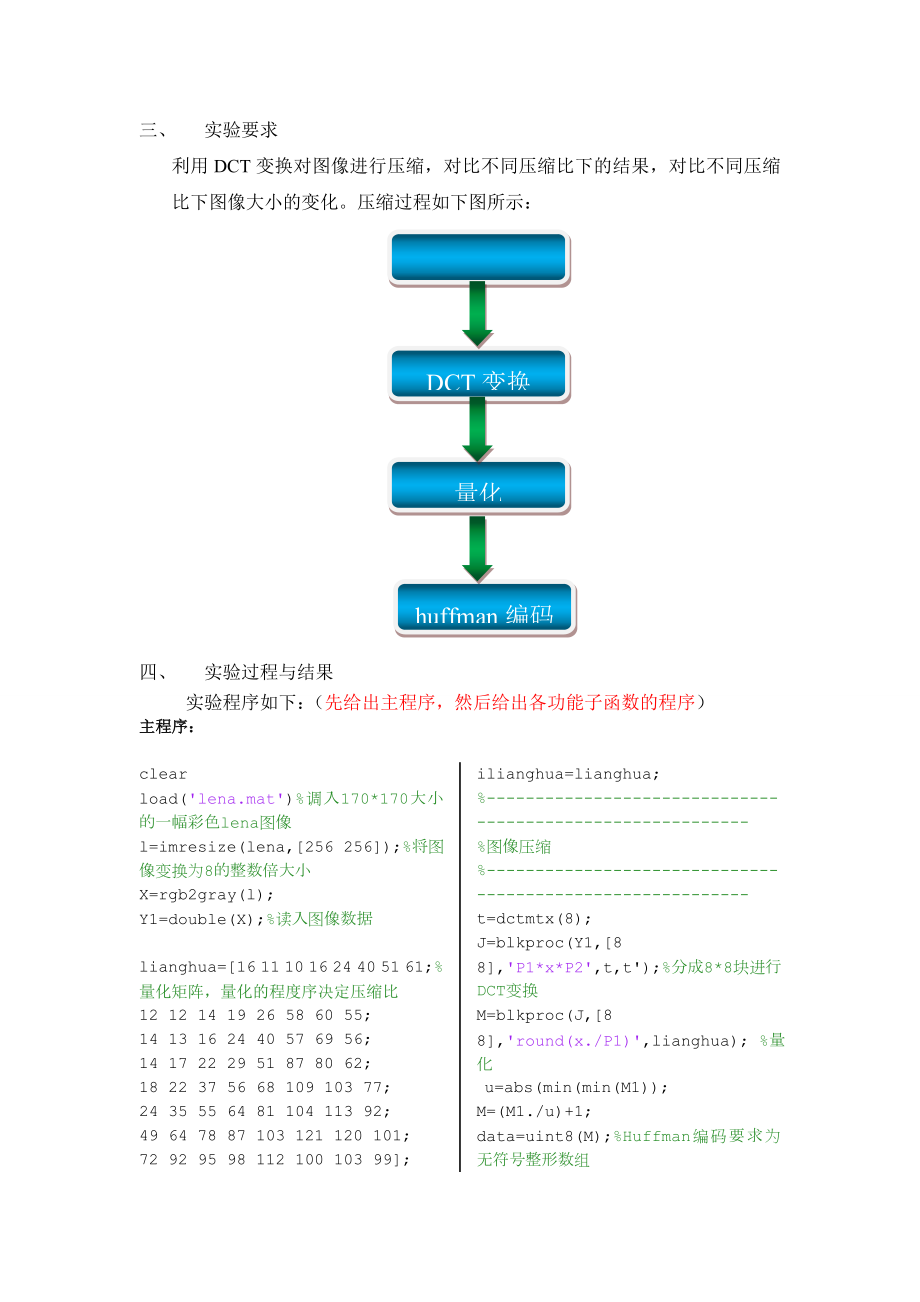 实验四 DCT变换HUFFman编码图像压缩.doc_第2页