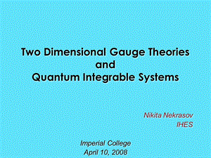 Two-Dimensional-Gauge-Theoriesand-Quantum-Integrable-Sys：两维规范理论量子可积系统课件.ppt