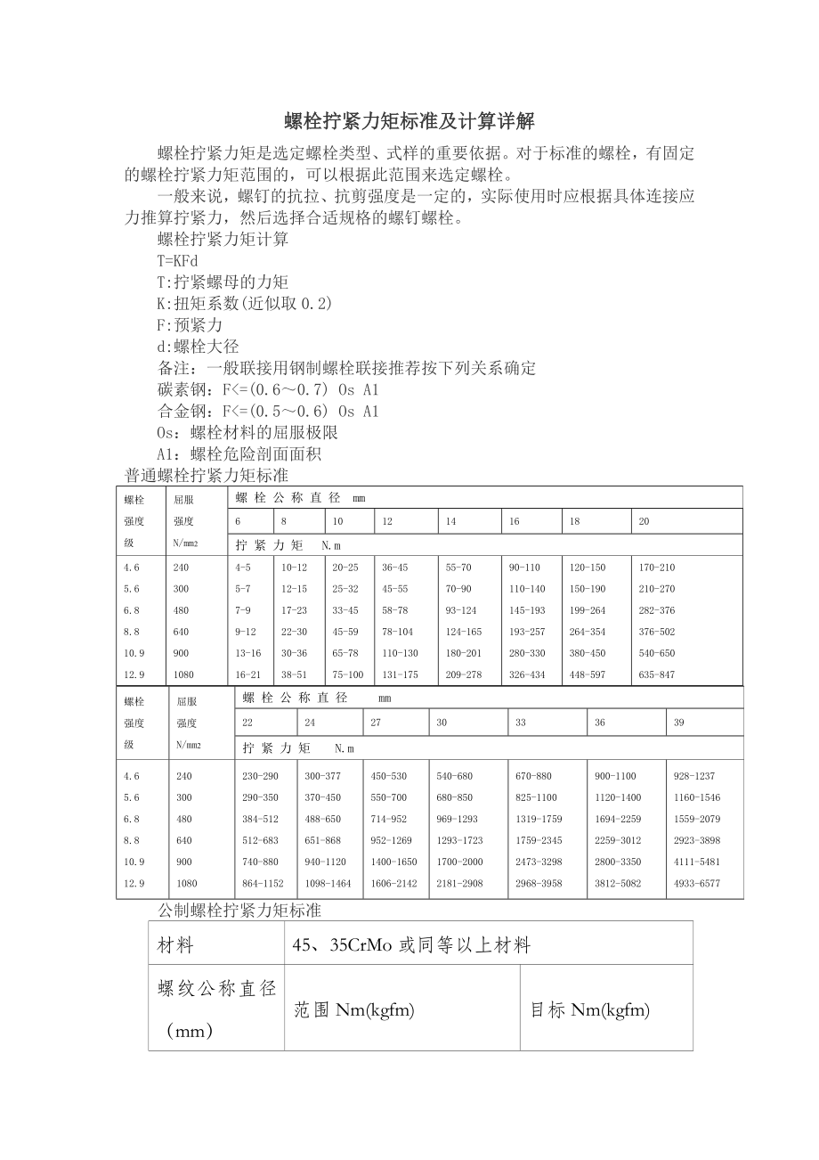 螺栓拧紧力矩标准及计算详解.doc_第1页