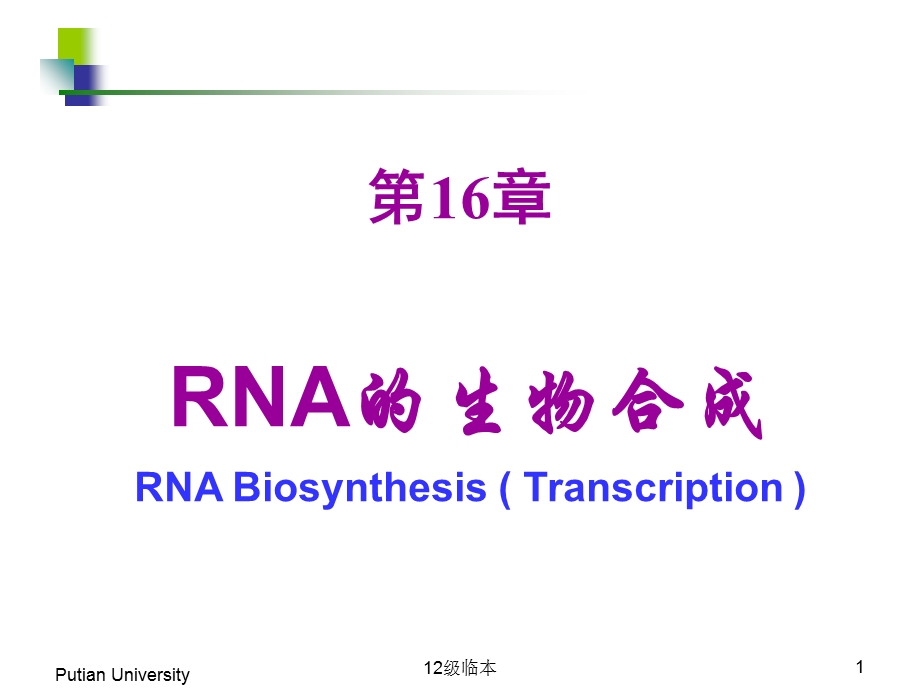 《生物化学》精品ppt课件 第16章 rna的生物合成.ppt_第1页