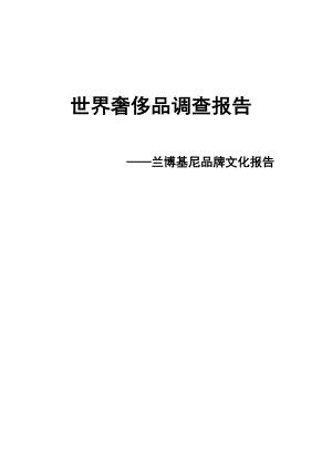 奢侈品牌跑车兰博基尼文化考察报告.doc