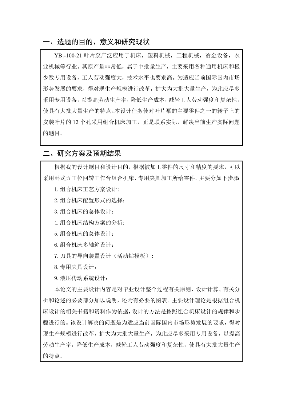 毕业设计（论文）开题报告YB110021叶片泵转子12φ3.5深孔钻削专用机床及夹具设计.doc_第2页