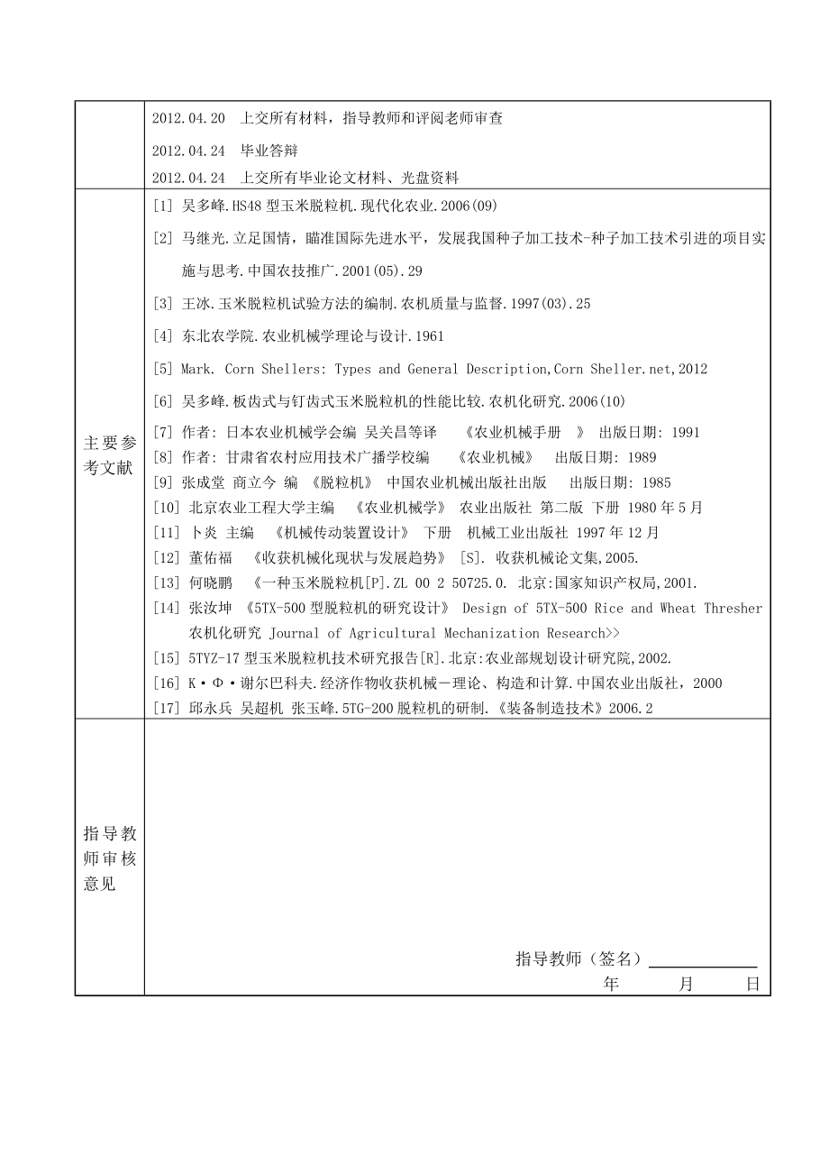 机械毕业设计（论文）开题报告玉米脱粒机设计.doc_第3页