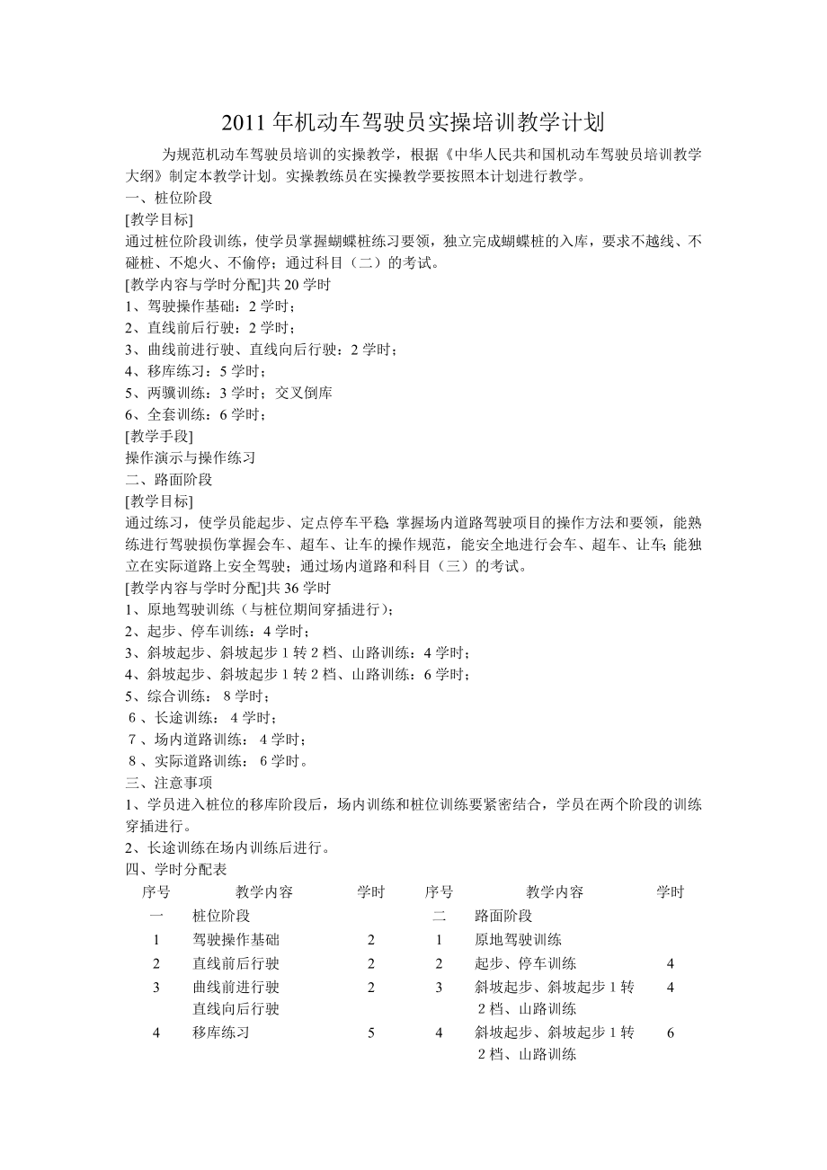 机动车驾驶员实操培训教学计划.doc_第1页