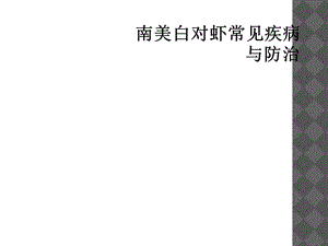 南美白对虾常见疾病与防治课件.ppt