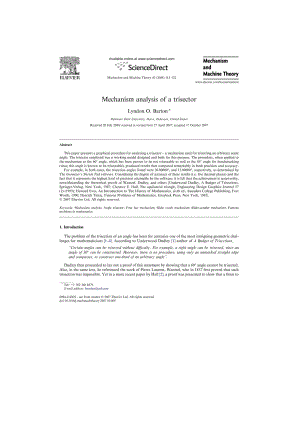 MechanismanalysisofatrisectorMechanismandMachineTheory.doc