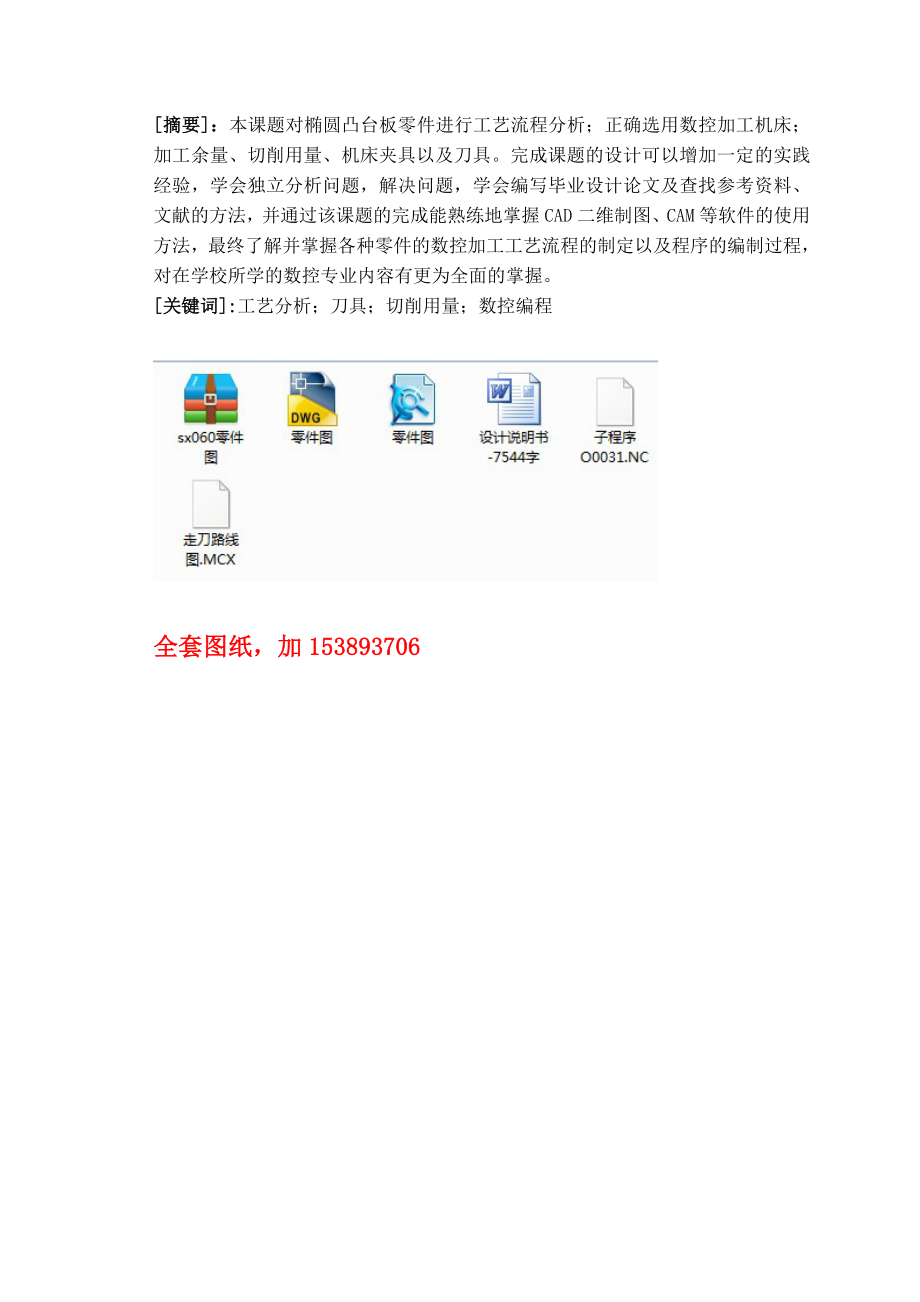 机械毕业设计（论文）椭圆凸台板的加工工艺分析及数控编程【全套图纸】.doc_第3页