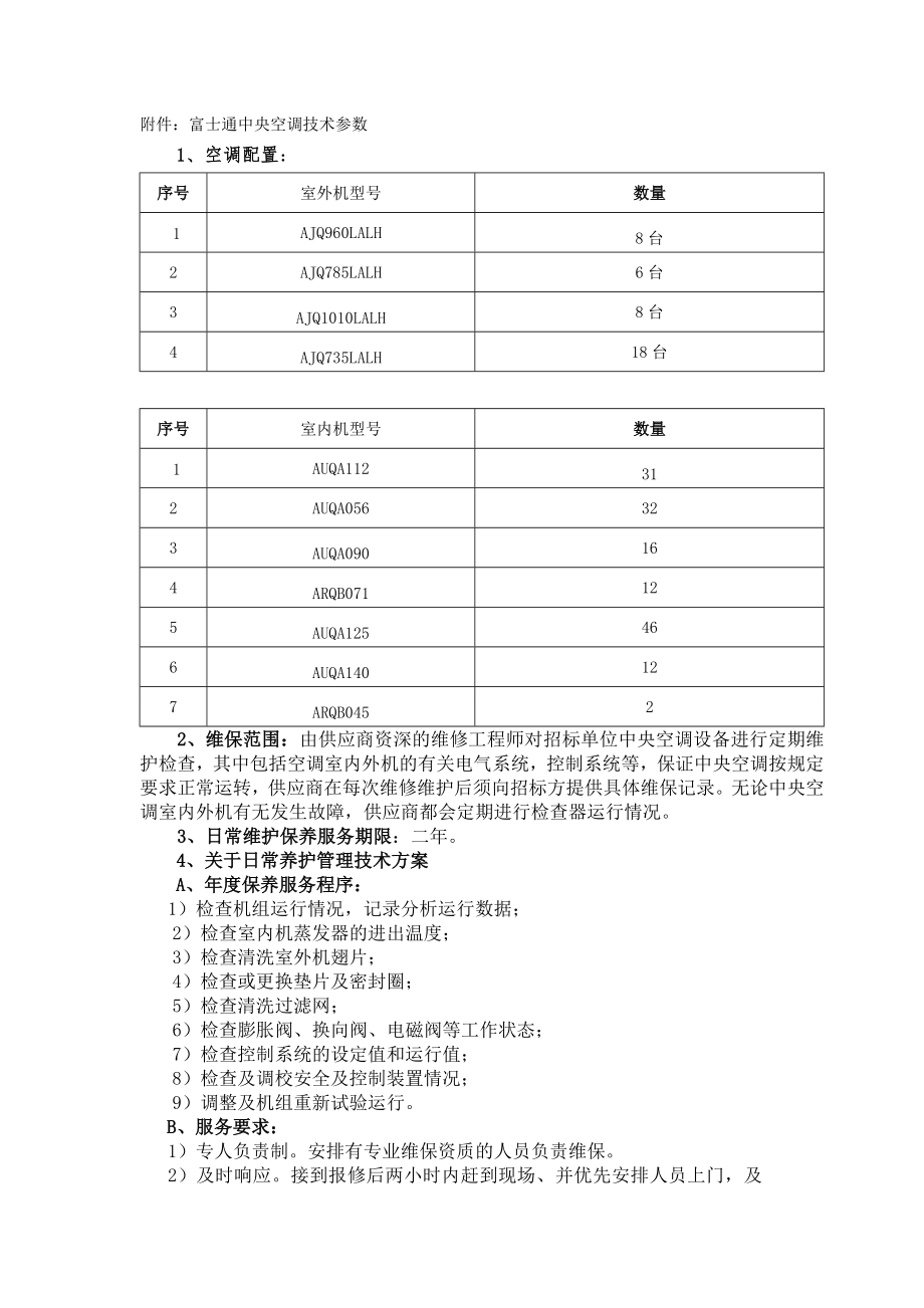 附件：富士通中央空调技术参数.doc_第1页