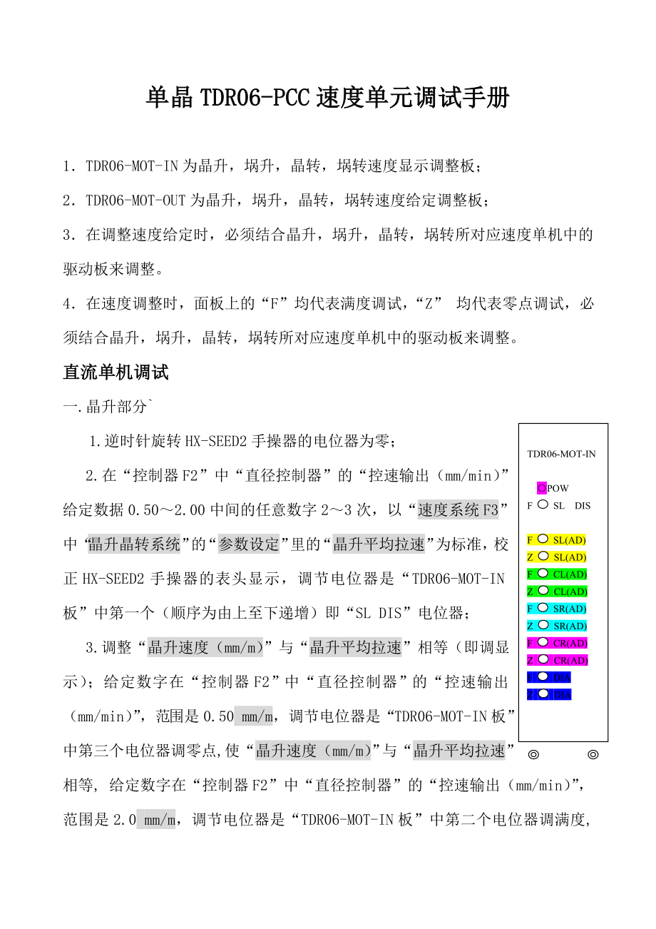 单晶TDR06PCC速度单元调试手册.doc_第1页