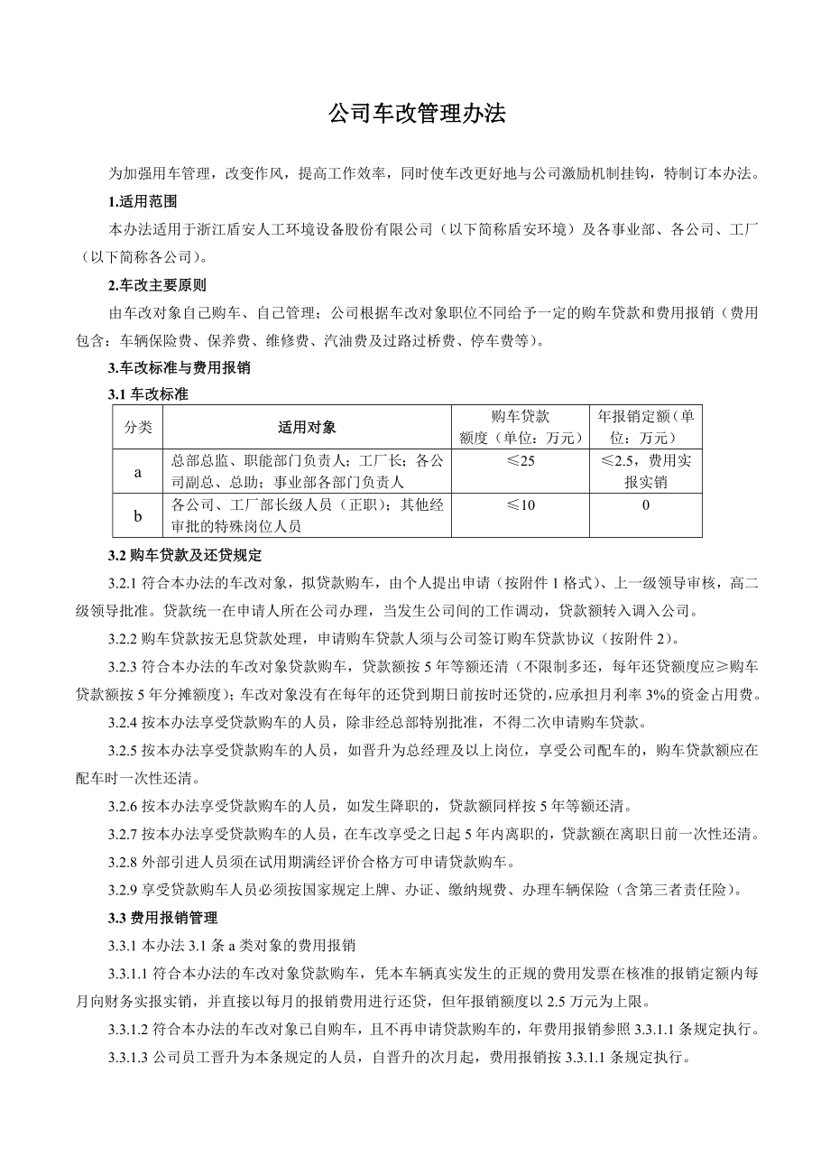 公司车改管理办法(批准稿).doc_第1页