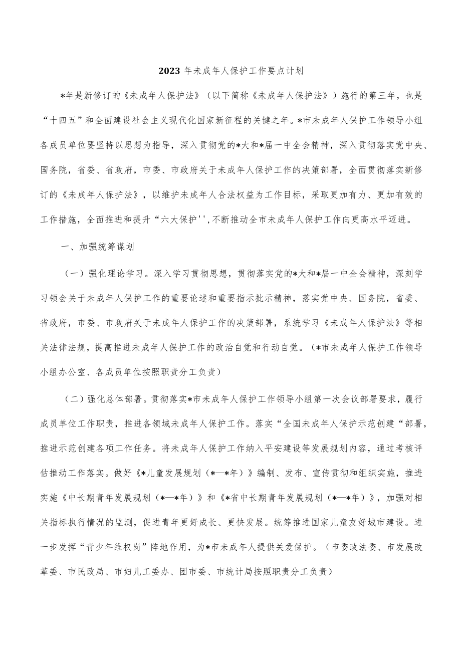 2023年未成年人保护工作要点计划.docx_第1页