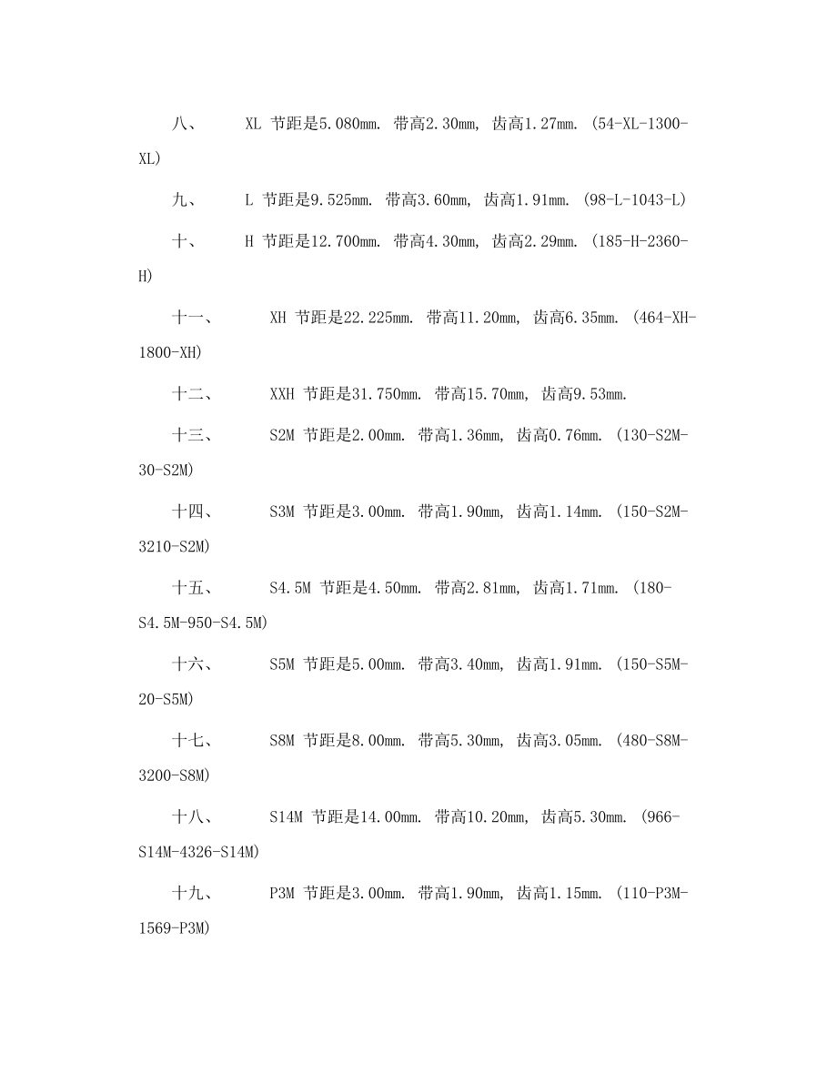 同步皮带、同步齿轮型号规格表.doc_第2页