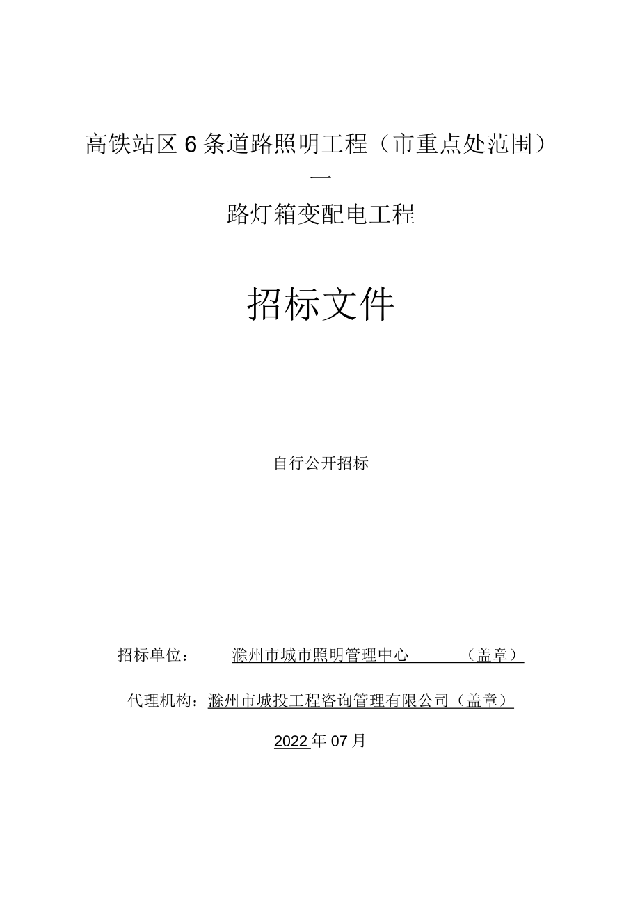 高铁站区6条道路照明工程市重点处范围—路灯箱变配电工程.docx_第1页