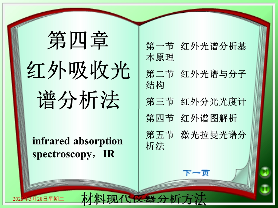 第四章红外光谱分析和拉曼光谱讲义课件.ppt_第1页