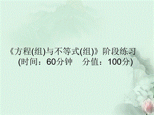 某实验中学九年级数学下册《方程(组)与不等式(组)》阶段练习ppt课件-苏科版.ppt