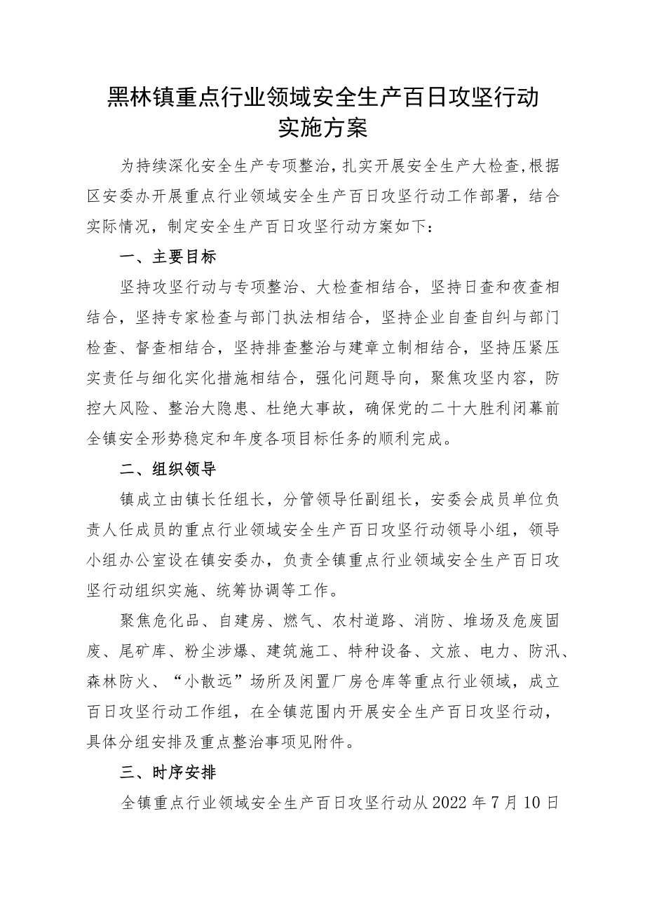 黑林镇重点行业领域安全生产百日攻坚行动实施方案.docx_第1页