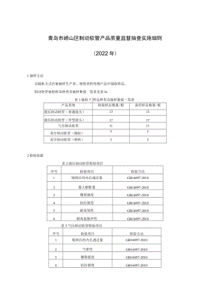 青岛市崂山区制动软管产品质量监督抽查实施细则2022年.docx