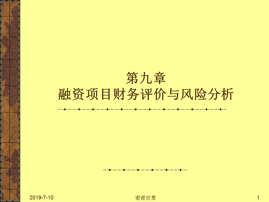 第九章融资项目财务评价与风险分析课件.ppt_第1页