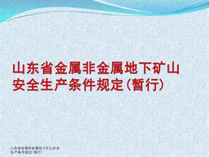 某省金属非金属地下矿山安全生产条件规定课件.pptx