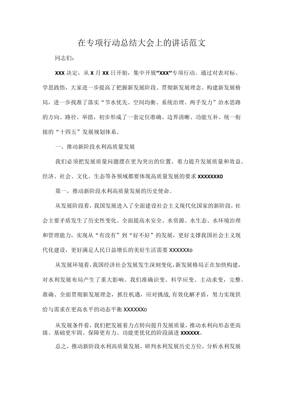 在专项行动总结大会上的讲话范文.docx_第1页