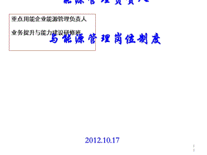 重点用能企业能源管理负责人业务提升与能力建设高级研修班课件.ppt