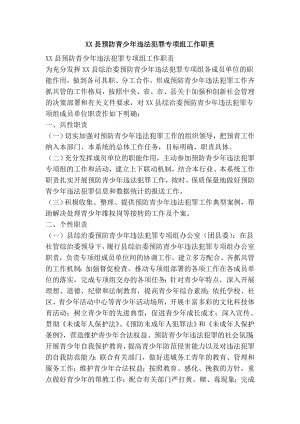 xx县预防青少违法犯罪专项组工作职责.doc