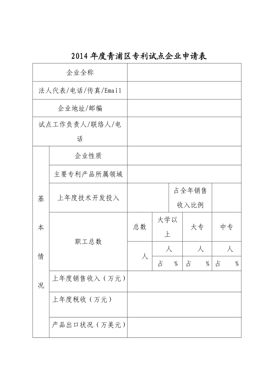 青浦区专利试点企业申请表.doc_第1页