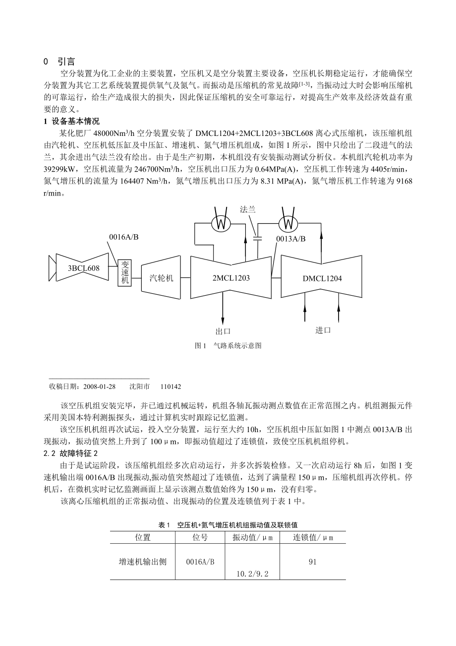 大型空分装置离心式压缩机振动故障分析及处理.doc_第2页