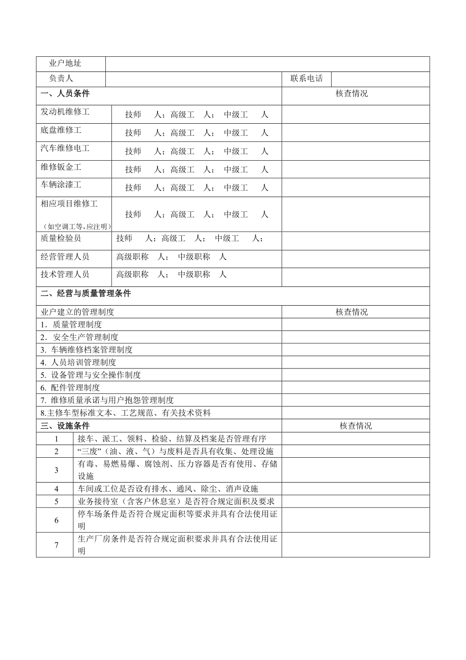 附件3 四川省汽车专项维修业户开业实地核查表 （三类） 业户名称： 业 ....doc_第2页