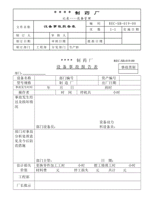 019设备事故报告表[设备管理记录].doc