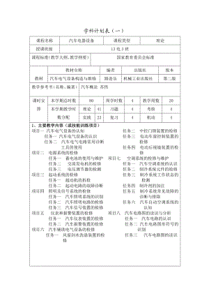 汽车电气设备构造与维修教学计划.doc