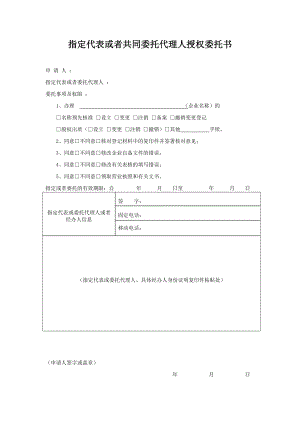 指定代表或者共同委托代理人授权委托书.doc