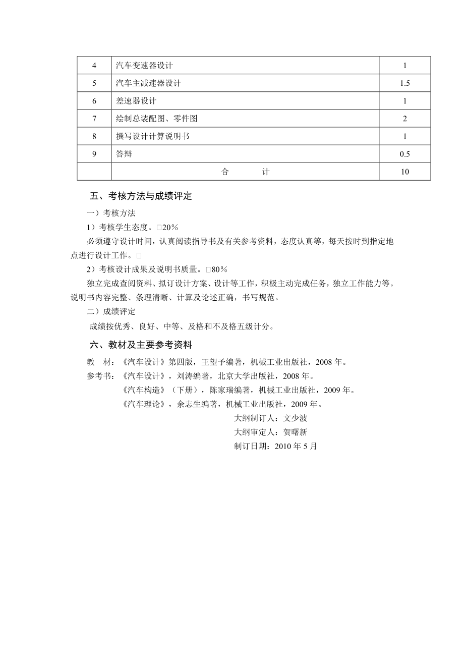 汽车设计课程设计教学大纲.doc_第2页